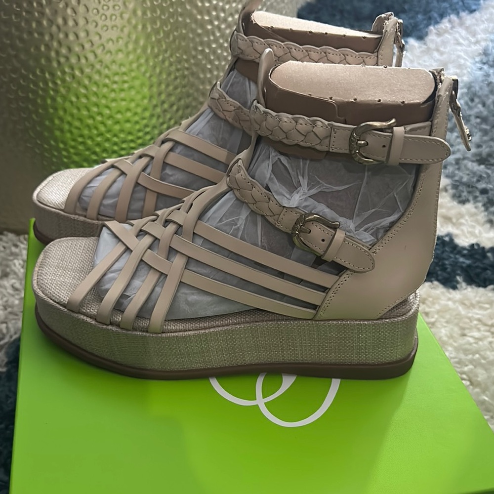 Sam Edelman Beige Braided Platform Sandals - Picture 2 of 7
